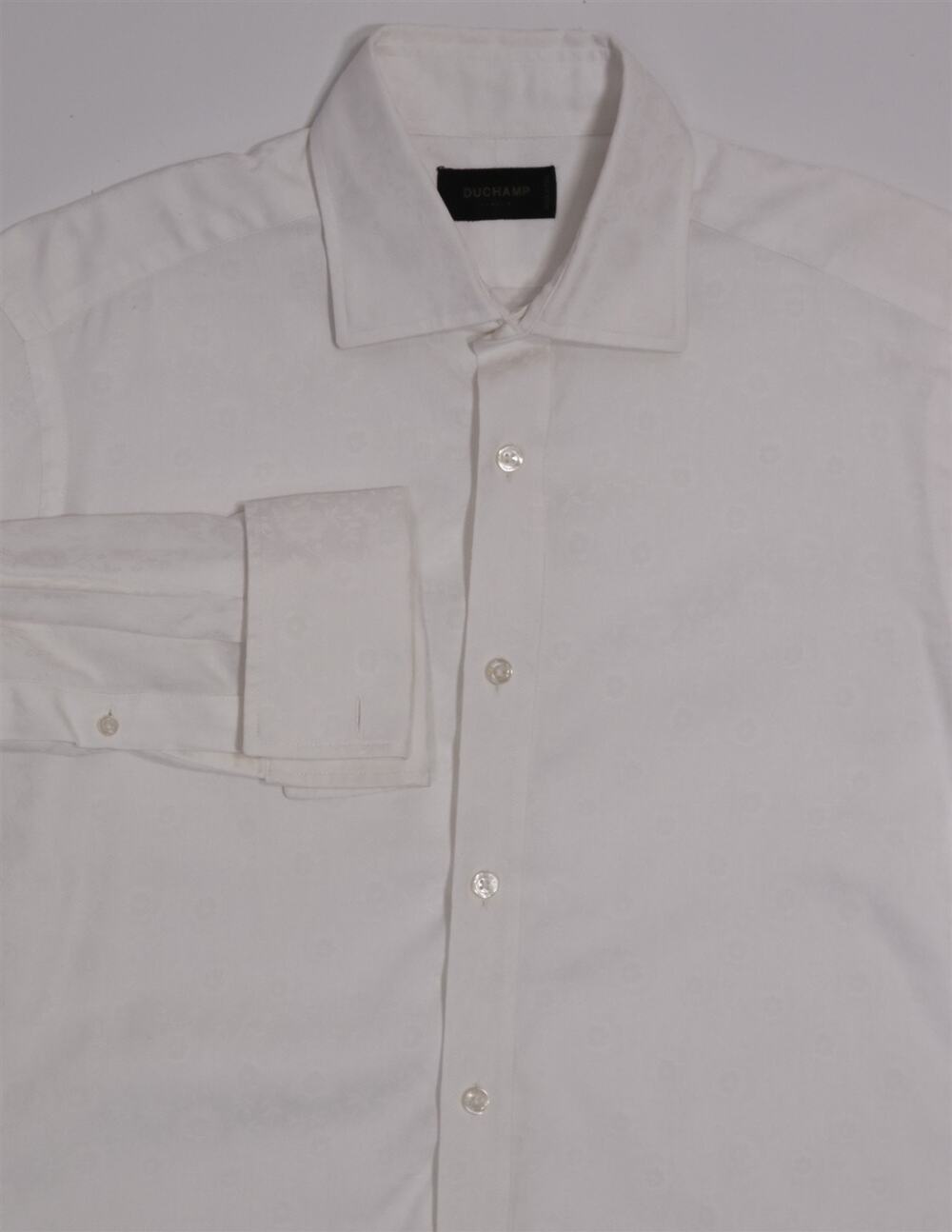 Duchamp White Jacquard Weave Floral Button-Up Dress Shirt (41) 16-34
